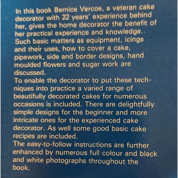 DISCOVERING CAKE DECORATING By Bernice Vercoe - Hardcover 1974 136 pages - Picture 5 of 6